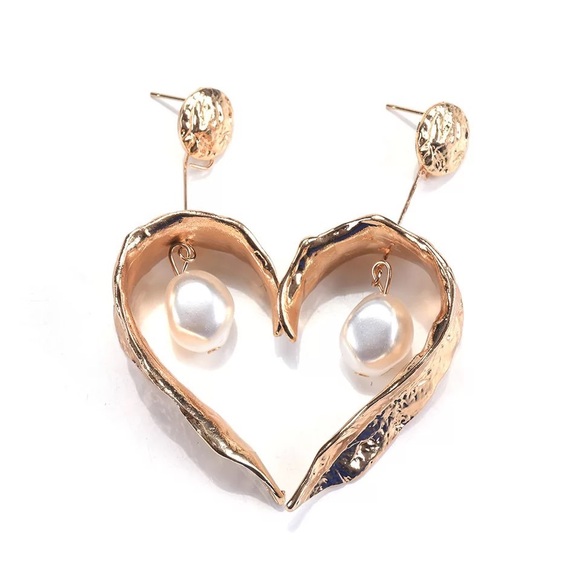 Zara Pearl Drop Leaf Gold Cocktail Trend Earrings - Picture 13 of 16